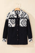 Western Aztec Print Patchwork Button Down Corduroy Jacket