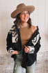 Western Aztec Print Patchwork Button Down Corduroy Jacket