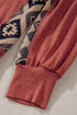 Western Aztec Print Patchwork Drop Shoulder High Low Sweatshirt