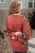 Western Aztec Print Patchwork Drop Shoulder High Low Sweatshirt