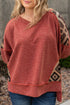 Western Aztec Print Patchwork Drop Shoulder High Low Sweatshirt