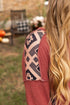Western Aztec Print Patchwork Drop Shoulder High Low Sweatshirt