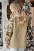 Western Aztec Print Patchwork Frayed Edge Corduroy Jacket