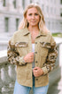 Western Aztec Print Patchwork Frayed Edge Corduroy Jacket