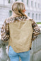 Western Aztec Print Patchwork Frayed Edge Corduroy Jacket