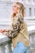 Western Aztec Print Patchwork Frayed Edge Corduroy Jacket