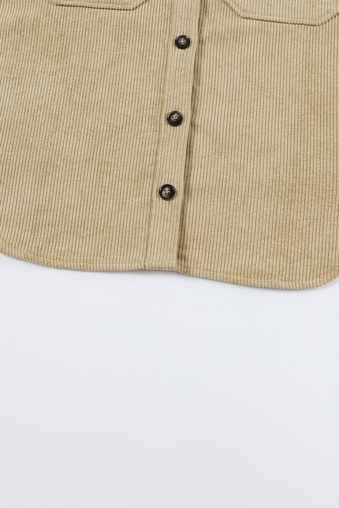 Western Aztec Print Patchwork Frayed Edge Corduroy Jacket