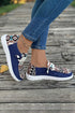 Western Aztec Print Patchwork Lace Up Flat Shoe
