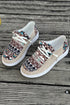 Western Aztec Print Patchwork Lace Up Flat Shoe