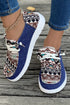Western Aztec Print Patchwork Lace Up Flat Shoe