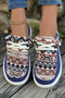 Western Aztec Print Patchwork Lace Up Flat Shoe