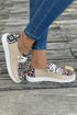 Western Aztec Print Patchwork Lace Up Flat Shoe