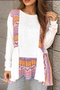 Western Aztec Print Patchwork Ruffled Long Sleeve Babydoll Tunic