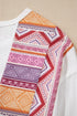 Western Aztec Print Patchwork Ruffled Long Sleeve Babydoll Tunic