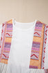 Western Aztec Print Patchwork Ruffled Long Sleeve Babydoll Tunic