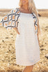 Western Aztec Print Pleated Square Neck Loose Mini Dress
