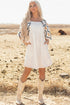 Western Aztec Print Pleated Square Neck Loose Mini Dress