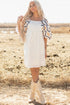 Western Aztec Print Pleated Square Neck Loose Mini Dress
