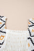 Western Aztec Print Pleated Square Neck Loose Mini Dress