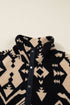 Western Aztec Print Sherpa Fleece Half Button Collared Sweatshirt