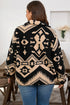 Western Aztec Print Sherpa Fleece Half Button Collared Sweatshirt