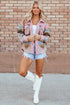 Western Aztec Print Sherpa Spliced Fleece Pocket Jacket