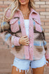 Western Aztec Print Sherpa Spliced Fleece Pocket Jacket