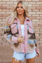 Western Aztec Print Sherpa Spliced Fleece Pocket Jacket