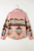 Western Aztec Print Sherpa Spliced Fleece Pocket Jacket