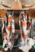 Western Aztec Print Snap Buttoned Fleece Jacket