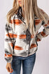 Western Aztec Print Snap Buttoned Fleece Jacket