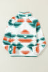 Western Aztec Print Snap Buttoned Fleece Jacket