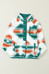 Western Aztec Print Snap Buttoned Fleece Jacket