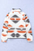 Western Aztec Print Snap Buttoned Fleece Jacket