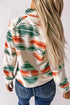 Western Aztec Print Snap Buttoned Fleece Jacket