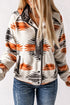 Western Aztec Print Snap Buttoned Fleece Jacket