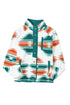Western Aztec Print Snap Buttoned Fleece Jacket