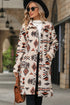 Western Aztec Printed Fleece Buttoned Front Midi Length Coat