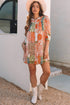 Western Bohemian Paisley Mixed Print Loose Mini Dress
