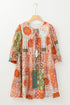 Western Bohemian Paisley Mixed Print Loose Mini Dress