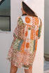 Western Bohemian Paisley Mixed Print Loose Mini Dress