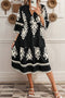 Western Bohemian Paisley Print A-Line Midi Dress