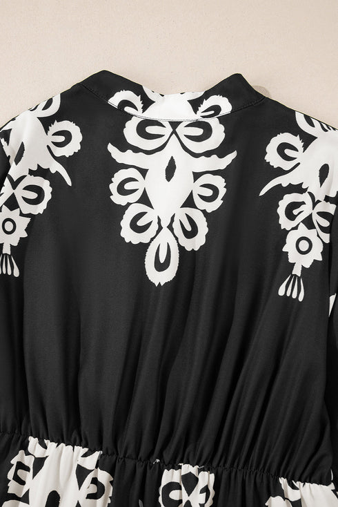 Western Bohemian Paisley Print A-Line Midi Dress