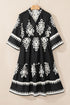 Western Bohemian Paisley Print A-Line Midi Dress