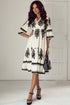 Western Bohemian Paisley Print A-Line Midi Dress