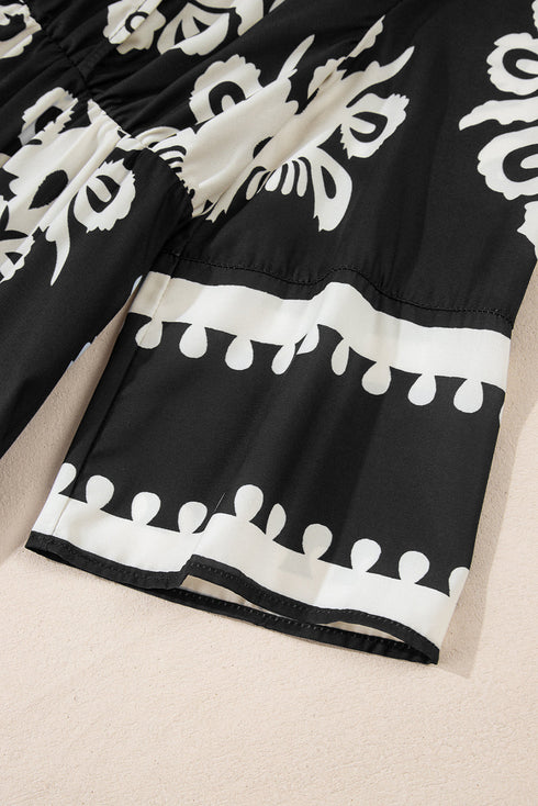 Western Bohemian Paisley Print A-Line Midi Dress