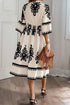 Western Bohemian Paisley Print A-Line Midi Dress