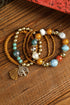 Western Boho Beaded Stone Charm Stackable Bracelet Set