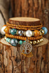 Western Boho Beaded Stone Charm Stackable Bracelet Set
