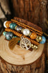Western Boho Beaded Stone Charm Stackable Bracelet Set